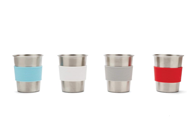 Red Rover Stainless Steel Colorful Kids' Cups with Silicone Sleeves, Set of 4, 10 ounce, Multicolored - Image 1